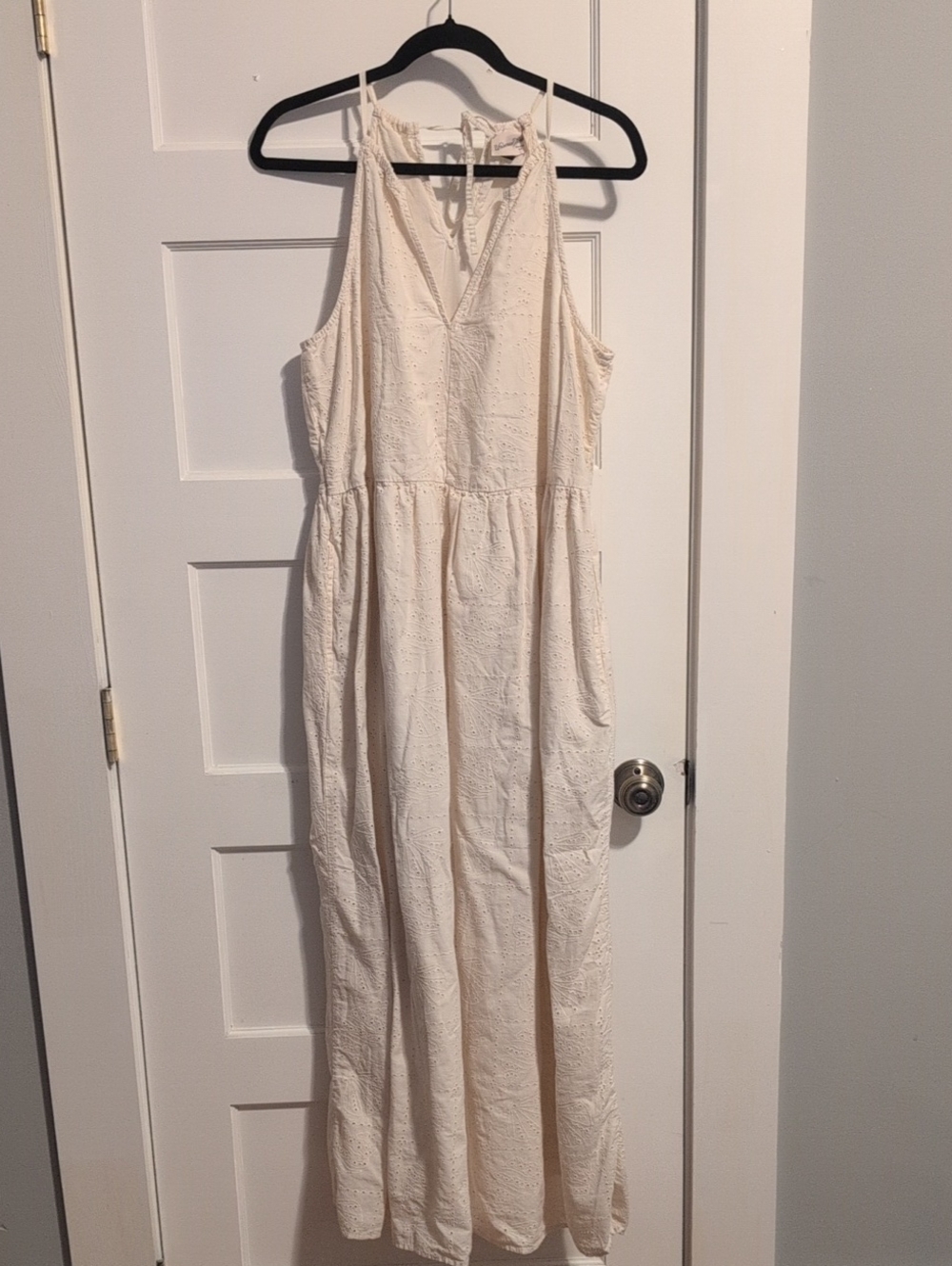 Universal Thread Cream Eyelet Halter Maxi Dress